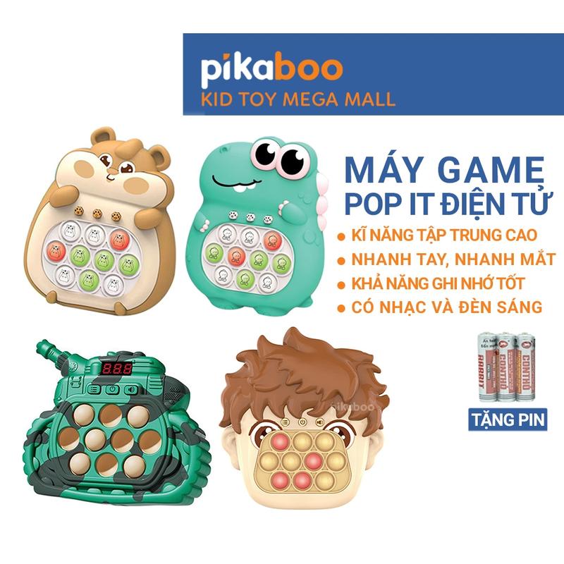 Đồ chơi Máy chơi game Pop It Pikaboo bản mới bấm nút theo đèn nhạc với 4 chế độ giúp bé luyện phản xạ giữa tay và mắt