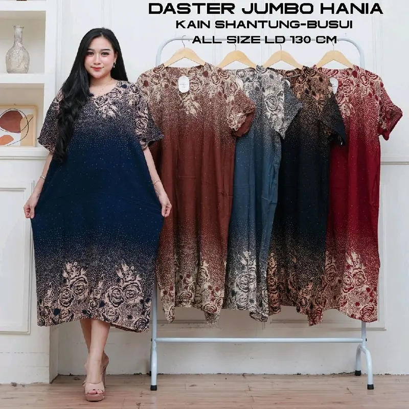 Daster Motif Jumbo Wanita Lengan Pendek Ld 130 Kain Rayon Busui Bumil Panjang Dress Bawah lutut Daster Hits - Rayon High Quality 2