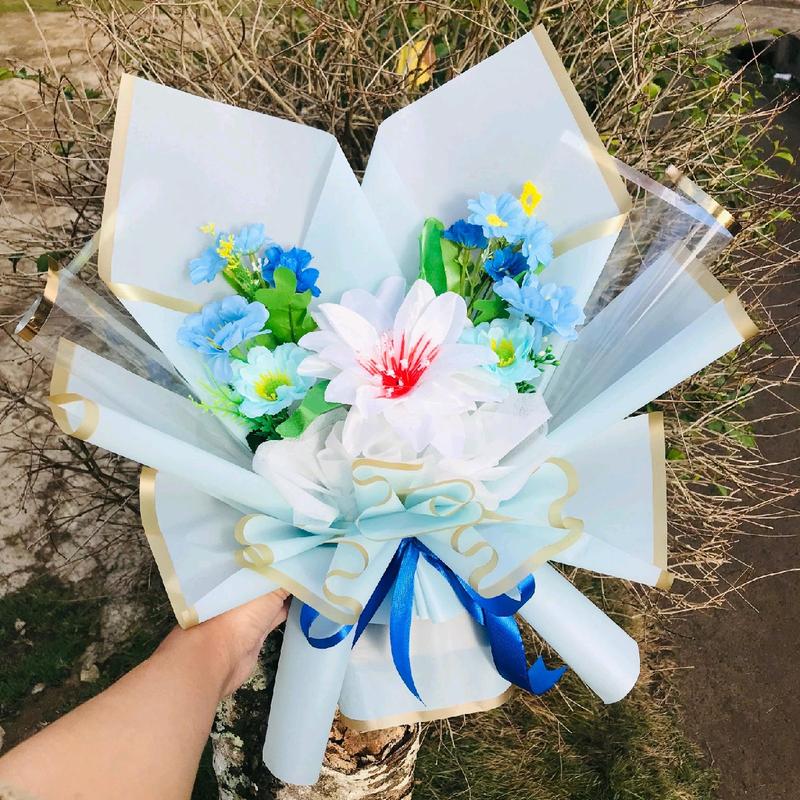BUKET BUNGA CANTIK / BUKET BUNGA AESTHETIC TIPE SKYBLUE / BUKET BUNGA HADIAH ANNIVERSARY 4