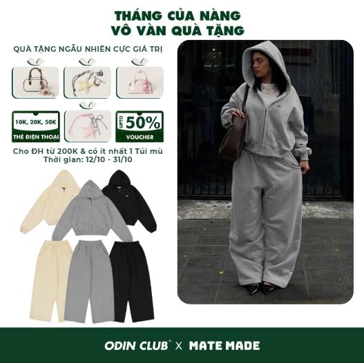 Set bộ Metal ODIN CLUB, Áo khoác Hoodie Jacket, Áo khoác có mũ thời trang form boxy tôn dáng, Quần nỉ dài, Quần ống rộng thời trang form oversize rộng rãi, chất liệu nỉ chân cua mềm mịn, thoải mái