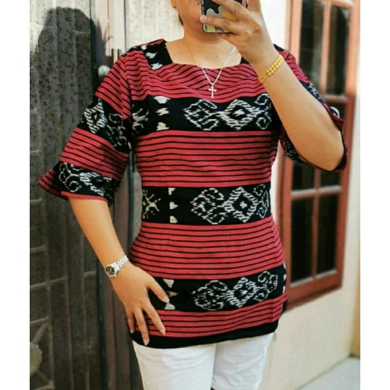 BLUS TENUN ETNIK MOTIF PREMIUM SALUR Atasan Baju Wanita 2