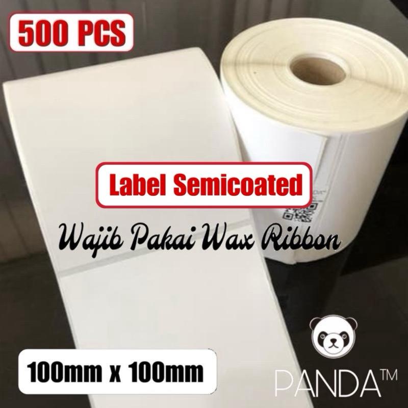 Label Sticker Barcode 100x100mm Semicoated 500Pcs Core 1" untuk resi pengiriman (Cetak Pakai Wax Ribbon)