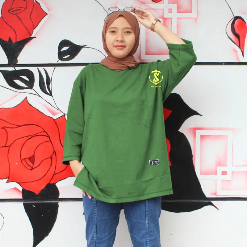 kaos oversize wanita sicalm jumbo lengan panjang premium kaos polos terbaru bahan katun combed 24s tebal adem lembut soft atasan wanita hijab basic muslimah blouse cewek gemoy terlaris Baju Dewasa Oblong 8