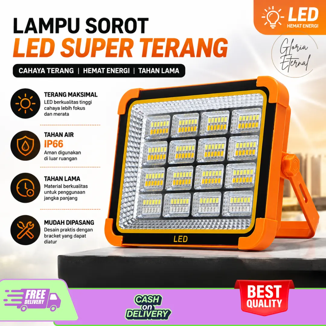 [Gloria] Lampu LED Solar Emergency 16 Matriks Power Lampu Darurat Solar Panel Anti Air IP66