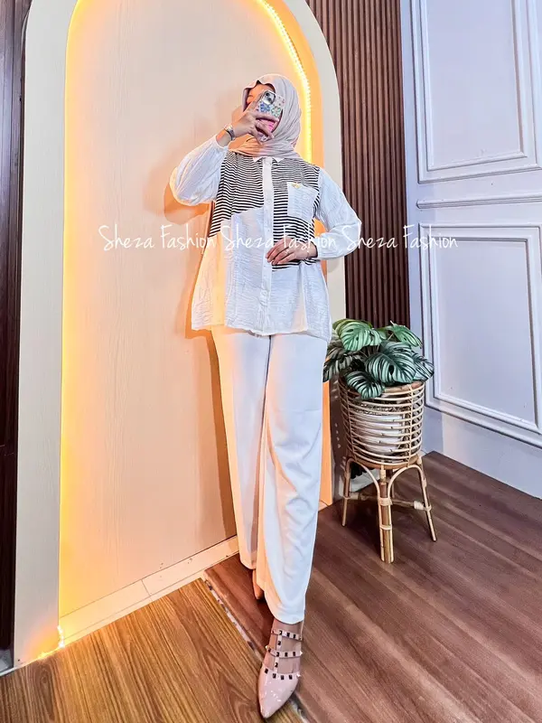 Sheza-YURA BLOUSE JUMBO KEMEJA OVERSIZE Wanita KOMBINASI Motif Katun Dewasa 5