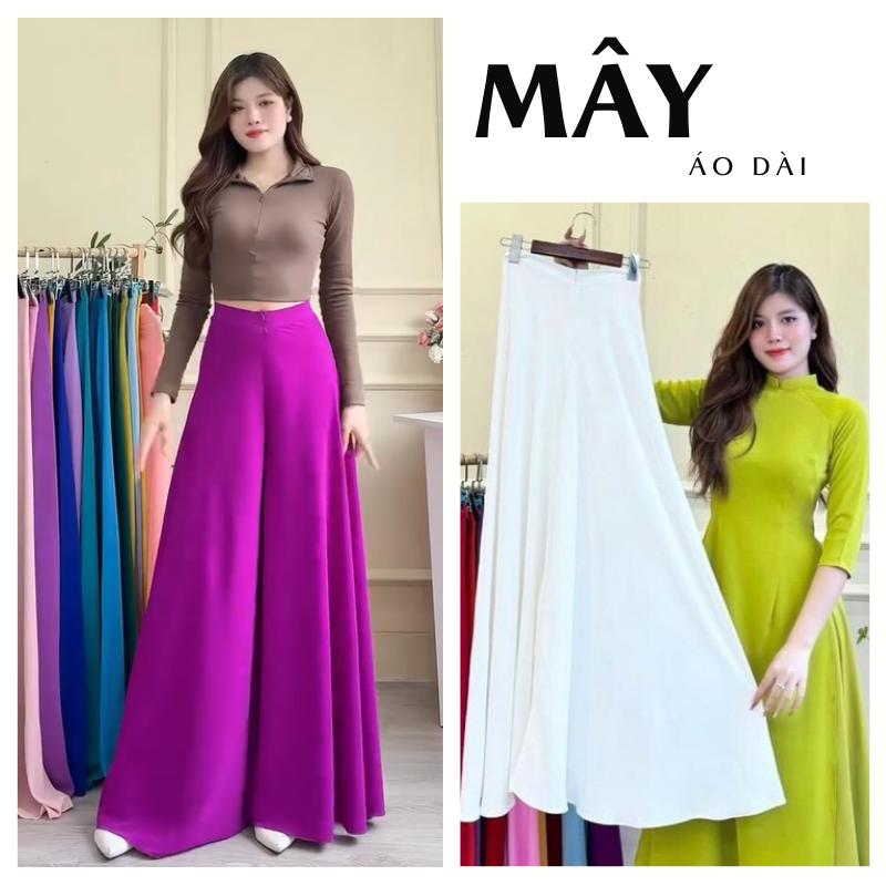 Quần Váy Mặc Áo Dài Lụa Mỹ - Quần Lụa Giả Váy, Quần Ống Rộng, Lụa Mỹ Mềm Mát, Khóa Kéo & Cạp Chun Dễ Mặc - Áo Dài Nhà Mây