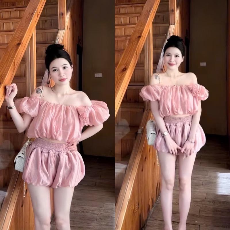 Set áo bẹt vai bồng và chân váy quần bí Kho Sỉ Hải Chuyền Đ646