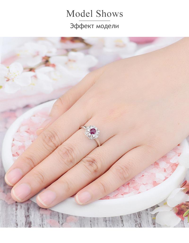 Product Introduction of Natural Precious Gemstone Ruby Sterling Silver Rings 0.3 Carats Genuine Gemstone Romantic Style S925 Fine Jewelrys Engagement 6
