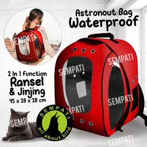SEMPATI Tas Gendong Astronot 2 In 1 Pet Cargo Tas Bawa Hewan Kucing Anjing Cat Kitten Adult Anabul Puppy Sugar Glider Hamster Tas Ransel Pet Cargo Travel Pet  Clear