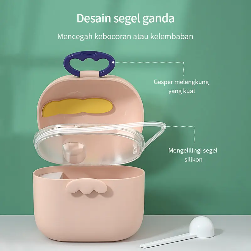 LAKOE Tempat susu bubuk bayi kotak susu milk powder container green pink 1