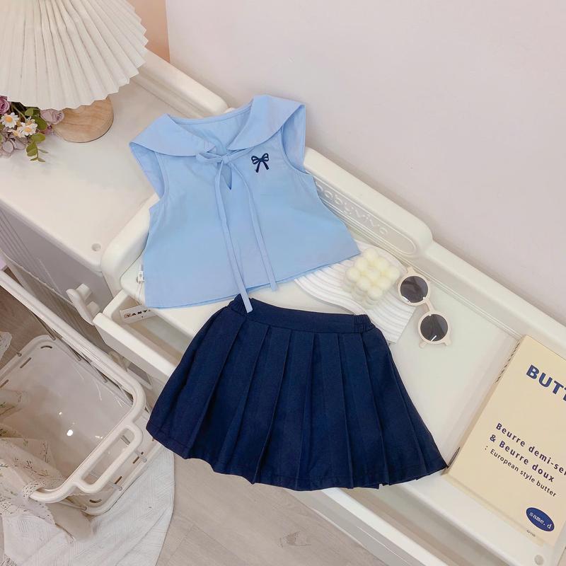 [Tiểu Yến KID] S1931-Quần áo hè bé gái đi học đi chơi, áo sơ mi và chân váy xếp ly 2