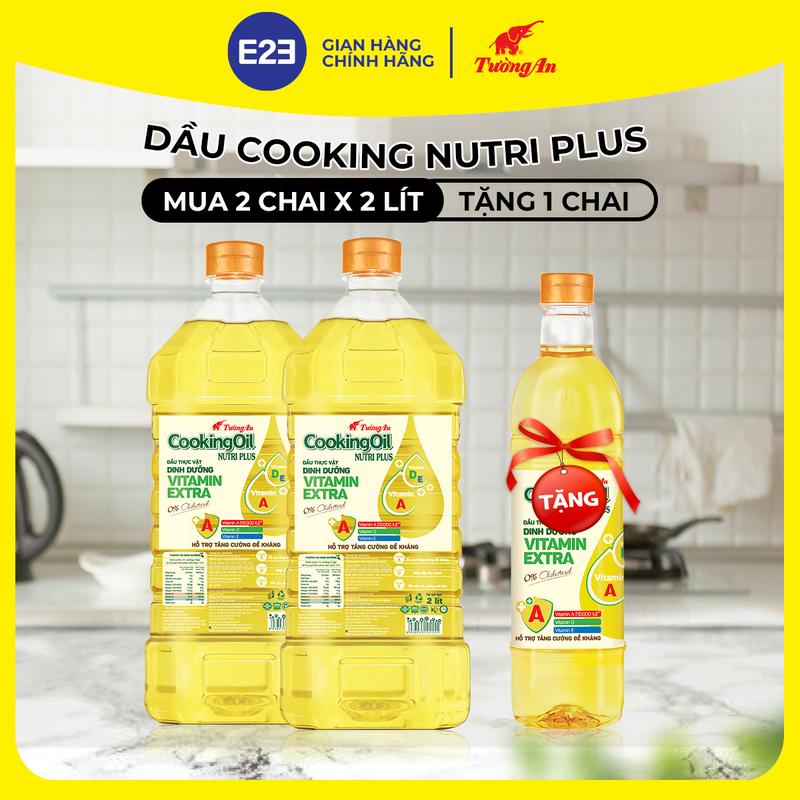 TA. Dầu Ăn Tường An Cooking Nutri Plus Chai 2L x 2 Chai TẶNG Chai 1L - Dùng Cho Cả Gia Đình | E2E Thực Phẩm Đồ Uống | Kido Group