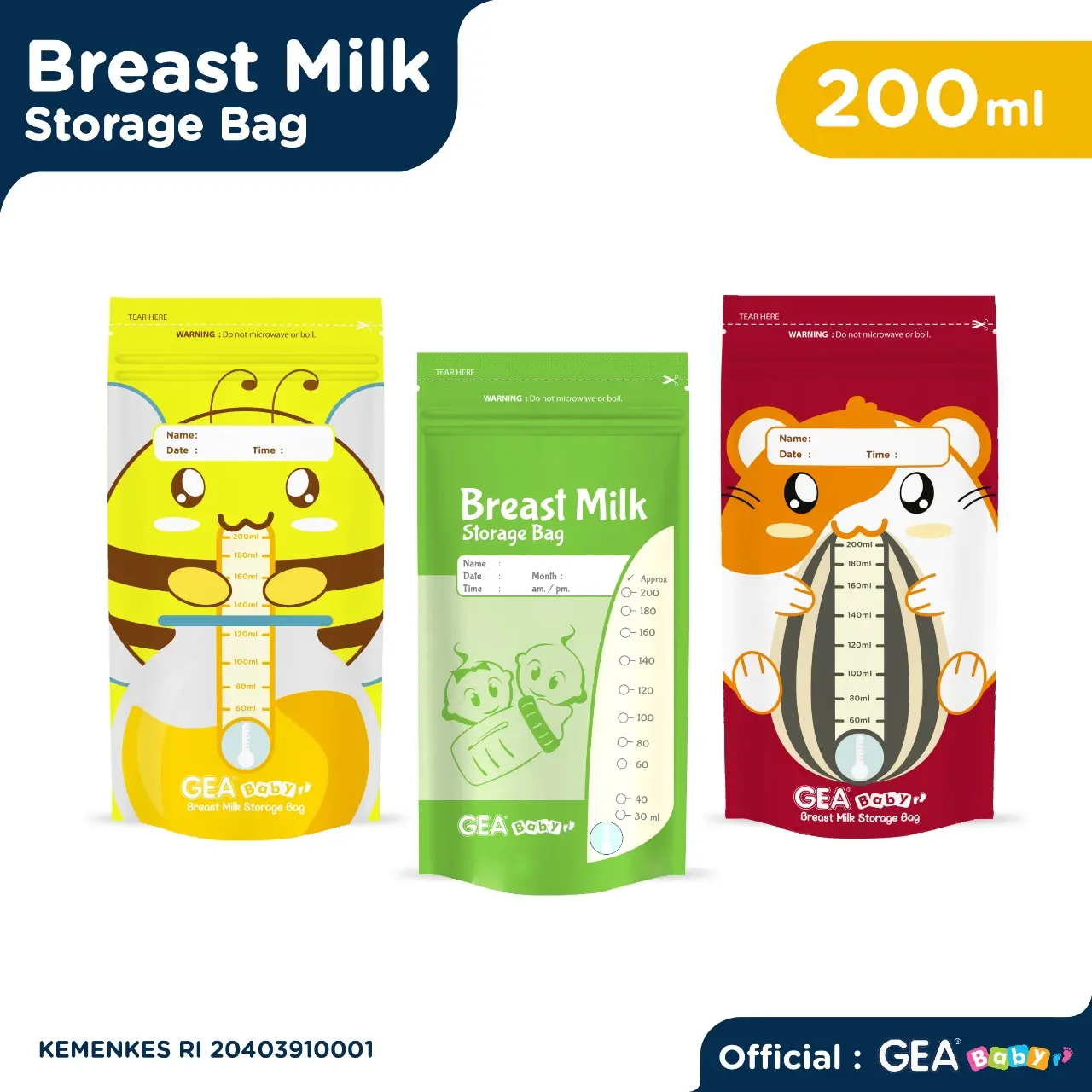 GEA BABY Kantong ASI 200ml Breast Milk Storage Bag Penyimpanan