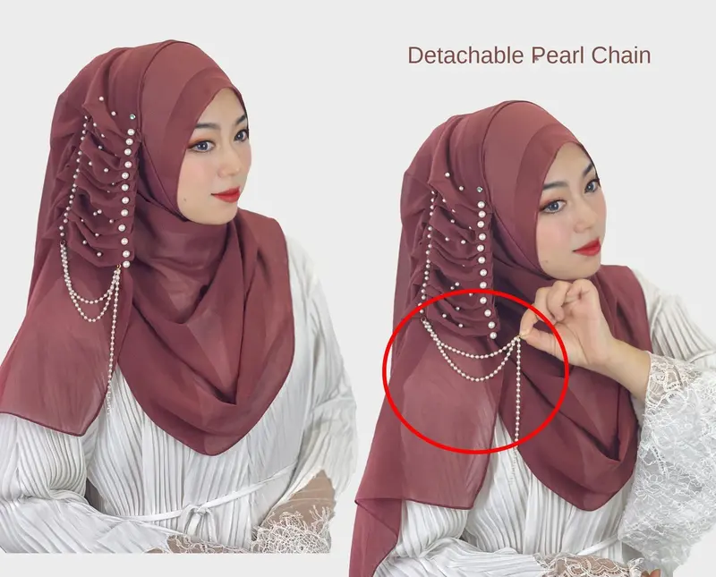 Khăn Bandana Voan Ngọc Trai, Màu Trơn Thiết Kế Tua Rua Đính Cườm Khăn Choàng Nữ, Khăn Quàng Cổ Bandana Nữ, Còn Hàng 1