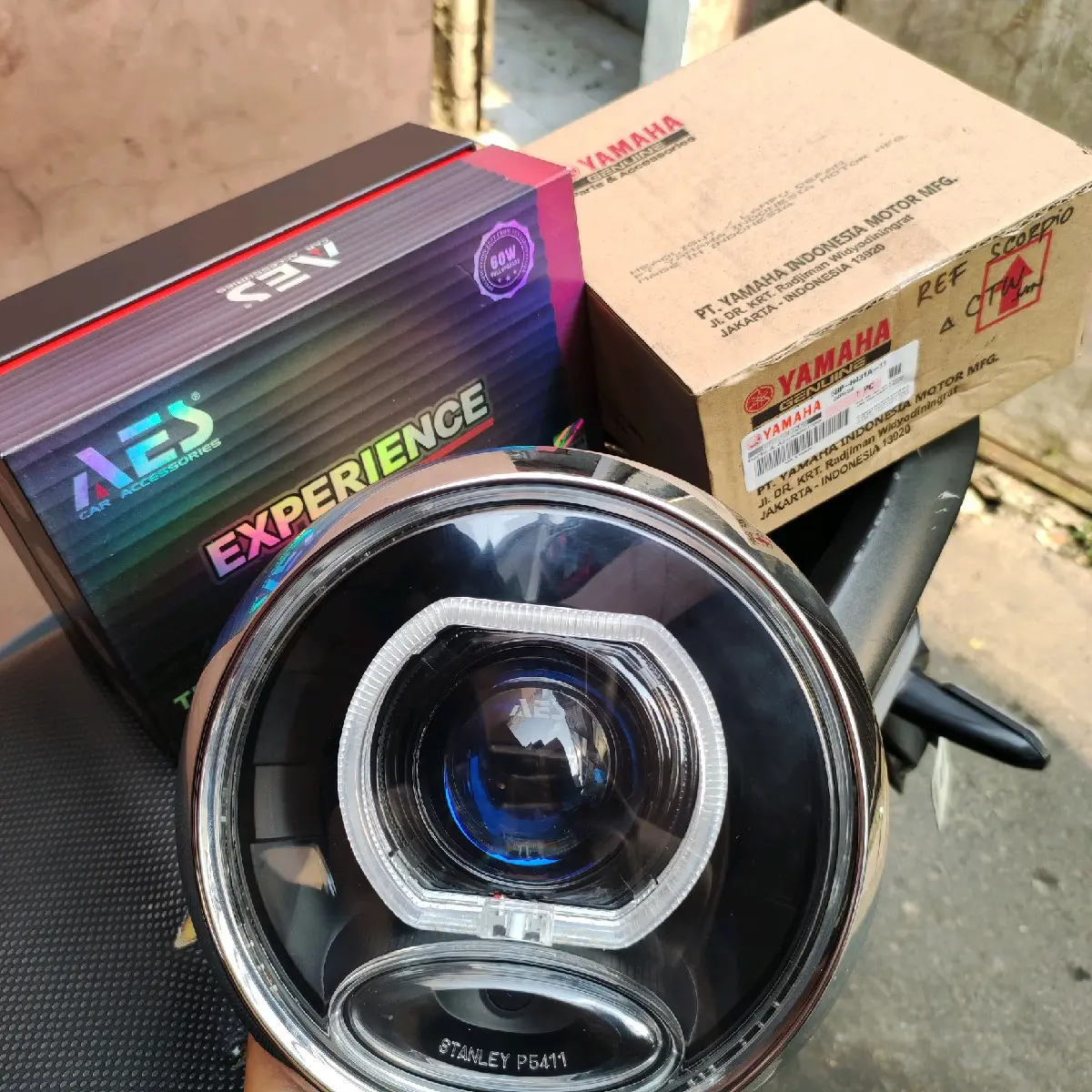 lampu depan biled Rx king peredam bulat scorpio bahan 100% original biled aes turbo experience 2,5 inc 60 wat