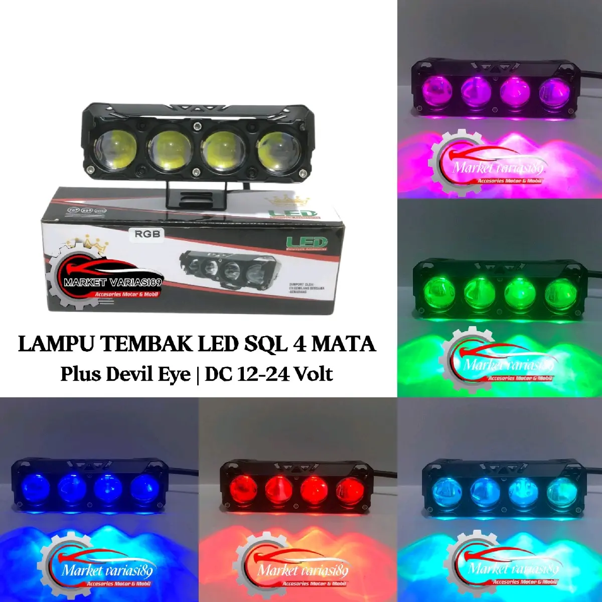 Lampu Tembak LED SQL 4 Mata super S Original Dengan 4 Mata LED Bahan Full Allumunium waterproof Car