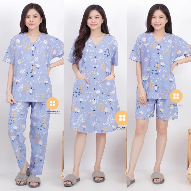 Piyama Katun Crisant Fit M-L Busui Friendly - Bahan Soft Cotton Premium - Pendek, Panjang, Daster 0