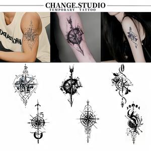 Hình xăm Dòng La Bàn Hình xăm tạm thời Kéo dài trong 15 ngày. Chống thấm nước và chống cọ xát Hình xăm dán