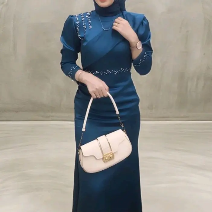 longdress remaja bahan satin silk maxmara premium variasi payet cantik dan elegan look fashion terkini