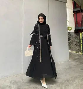 AB COLLECTION Safwa Abaya Maxi Dress Modelis Elegant Terbaru Dress Bahan Ceruty Babydoll Mix Bordir Cantik Kondangan Ukuran M,L,XL,XXL