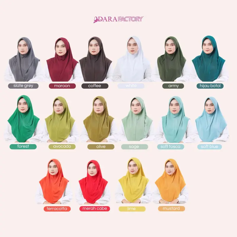 Dara Factory - Kerudung Khimar cantik Jersey Khimar Pinguin Jersey Jilbab Pad muslim instan panjang 2