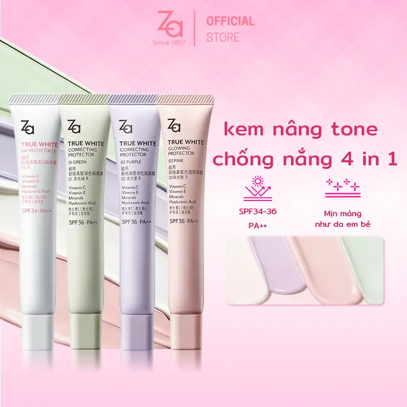 Kem Lót & Chống Nắng Za True White All-in-One 35g – Nâng Tông Kiềm Dầu Dưỡng Da Che Khuyết Điểm