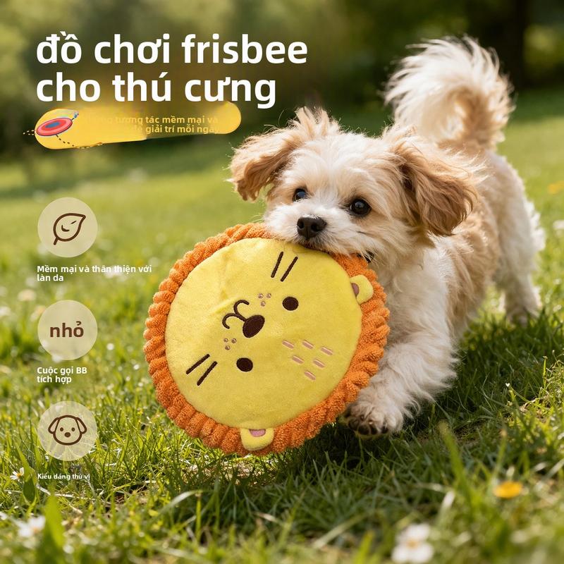 Đồ chơi chó frisbee bằng vải nhung có tiếng giấy kêu, dễ thương và tương tác, bền và chống nhai, chuyên dụng để làm sạch răng và huấn luyện chó.