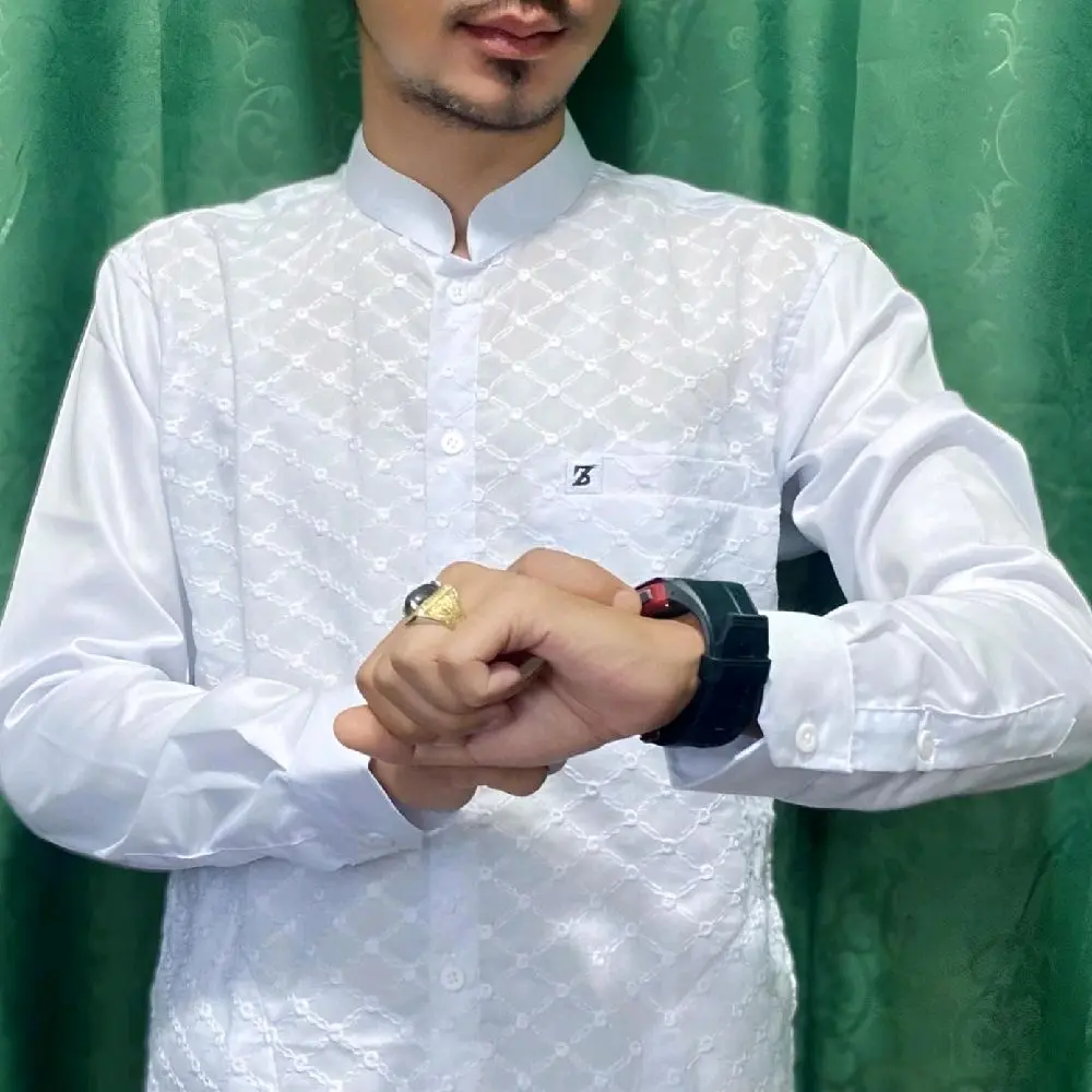 (COD) Zc Baju Pria Mewah Kombinasi Barukat Kemeja Koko ZABEER Slimfit Motif Timbul Bordir (info biar kaga kekecilan baca deskripsi nya terlebih dahulu ya)