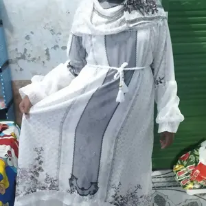 [PREORDER] Selina Gamis Muslim Ceruty Babydoll Mix Brukat Cantily Anak Perempuan Lengan Panjang Free Hijab dan Belt By NaNokidss