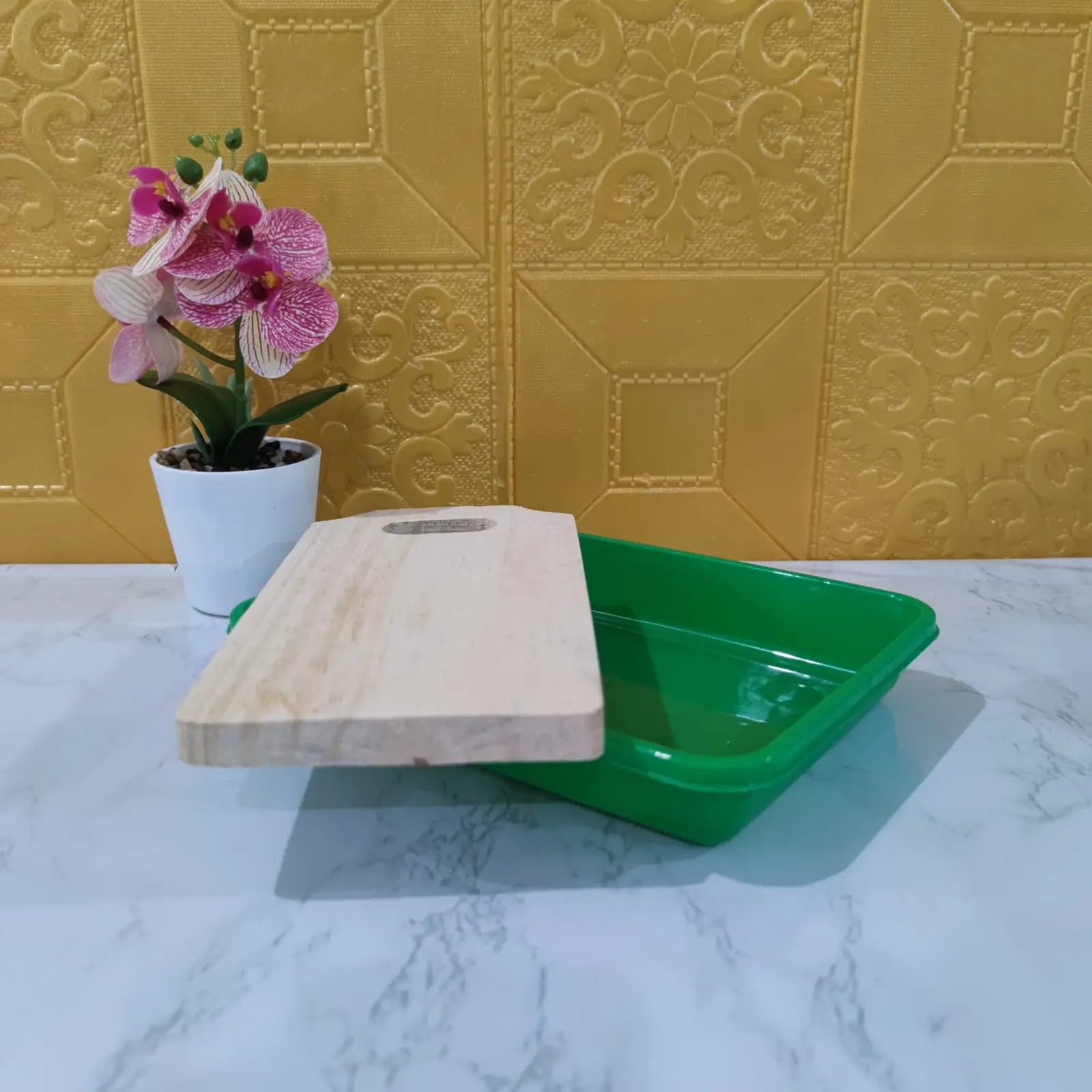 MURAH BANGET !! NAMPAN KOTAK PLASTIK /Nampan cantik/+Talenan Kayu Motif Segi Empat Kecil/Talenan Daging/Talenan Dapur by FAEYZA MALL