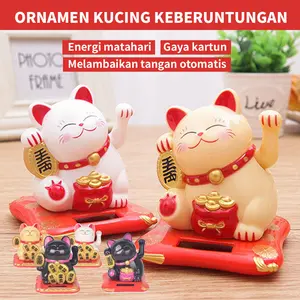 Kucing Keberuntungan Magnet Rezeki - Ornamen Mobil Pembawa Energi Positif dengan Ornamen Koin Emas, Matahari Terbit, dan Ikan Pembawa Hoki