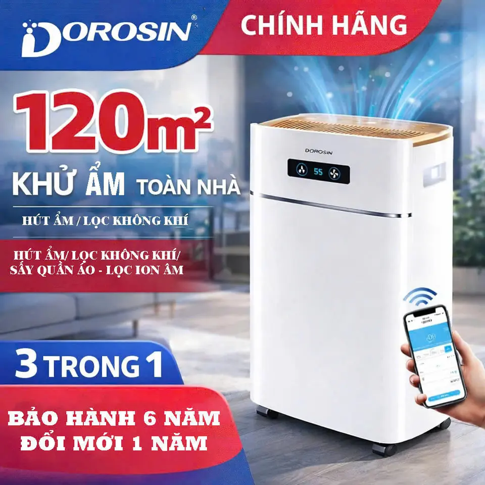Máy hút ẩm Dorosin (Airko) ER-630E, Hút ẩm,sấy quần áo, (20-500 lít/ngày) - Hàng chính hãng bảo hành 6 Năm