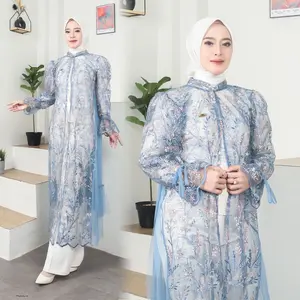 [KZY.ID] Amira Outer Brukat Kondangan Wanita Kekinian Bahan Brukat Kombinasi Tille Lengan Panjang outer brokat style 2024 Muslim Cardigan Kardigan Motif outer brokat Panjang Atasan Baju Oversize