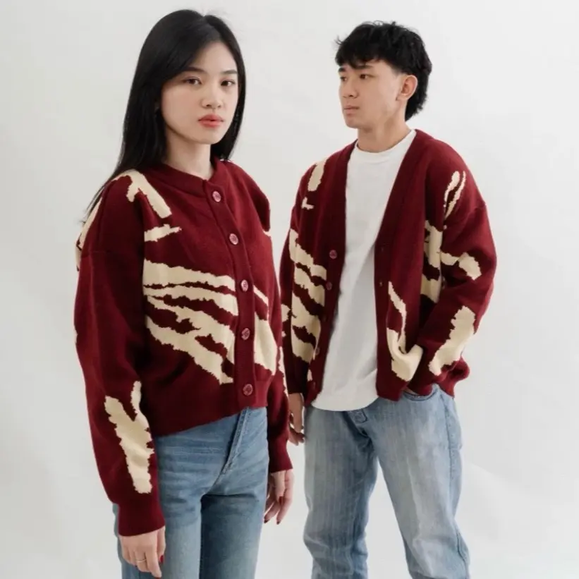 Hollingberry X Gawamawa - Chada Cardigan Knit Print | Couple Cardigan - Crop Cardigan Knit Oversized - Crop Cardigan Kardigan