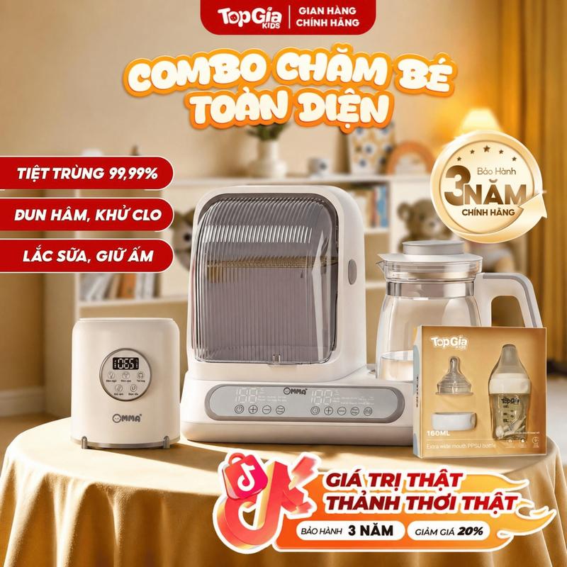 [LIVE - ĐẦY ĐỦ CHO MẸ] Máy Tiệt Trùng Đun Hâm Pha Sữa UVC 208 & Máy Lắc Giữ Ấm Sữa T2-02 Tặng Bình PPSU 160ml BH 3 Năm l Dung Tích 1300ml Giữ Nhiệt 48h