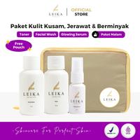 Gambar ( Paket 3 in 1 ) PAKET KHUSUS KULIT JERAWAT BERMINYAK & KUSAM Glow Serum Toner Facial Wash Leika Skincare [Free Pouch] - Paket 3 in 1 ( Free Pouch ) dari LeikaBeautyCenter_NEW Kota Cirebon 1 Tokopedia