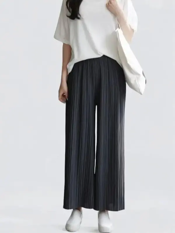 Celana Pensil Plisket BB / Kulot Pensil BB / Pleated Pencil Pants / Pleated Pants midi najwa Wanita Panjang Kancing Hitam Rayon Crinkle celanakulot rok span ombre 4