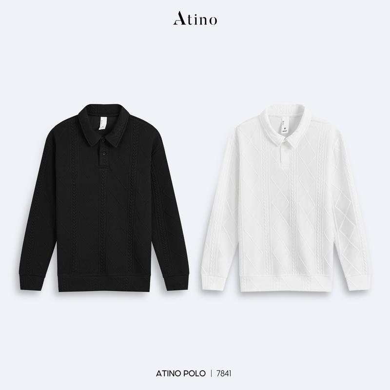 Combo 2 Áo Polo Sweater Dài Tay Nam Vải Thun Dập Nổi ATINO L.3.7841 Form Fitted
