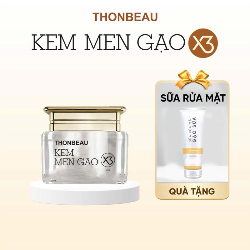  Kem face men gạo x3 Tặng sửa rửa mặt 40ml 