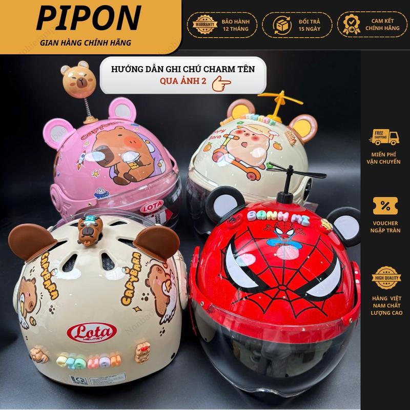 TẶNG CHARM TÊN Mũ bảo hiểm hình Capybara Labubu Siêu nhân gắn kính kèm phụ kiện nón bảo hiểm trẻ em có tem kiểm định đạt chuẩn ATGT