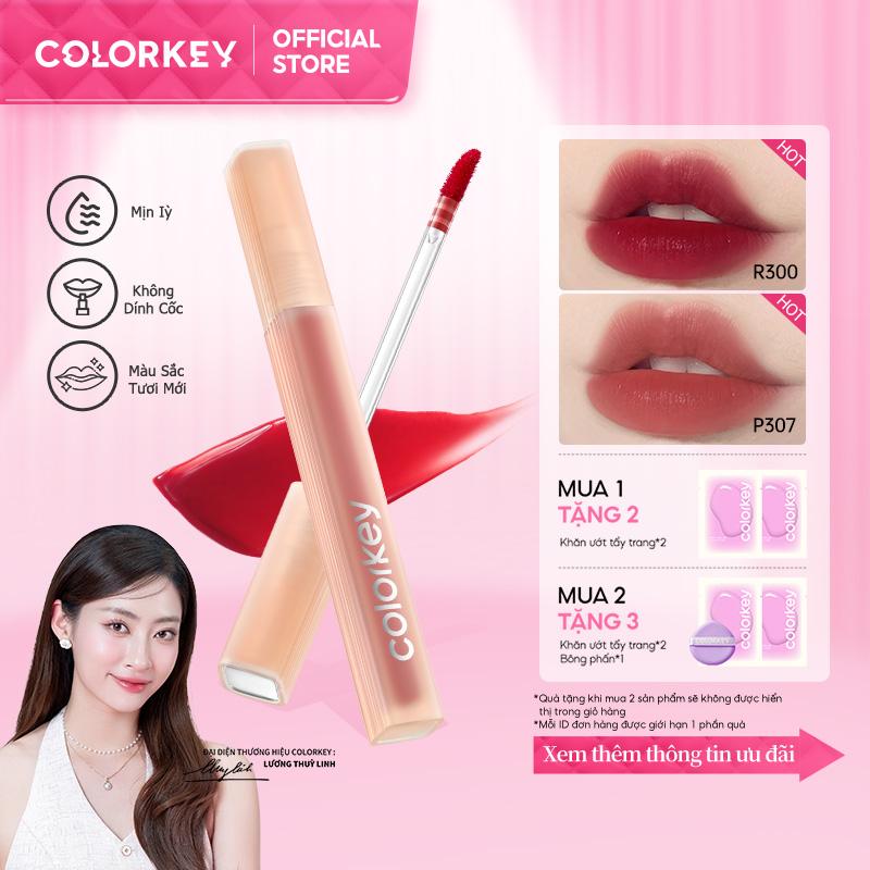 Son Bóng Colorkey Soft Matte Water Tint, Son Bóng Dạng Lỏng Chống Dính, Trang Điểm Môi, 1.8g, [VN]