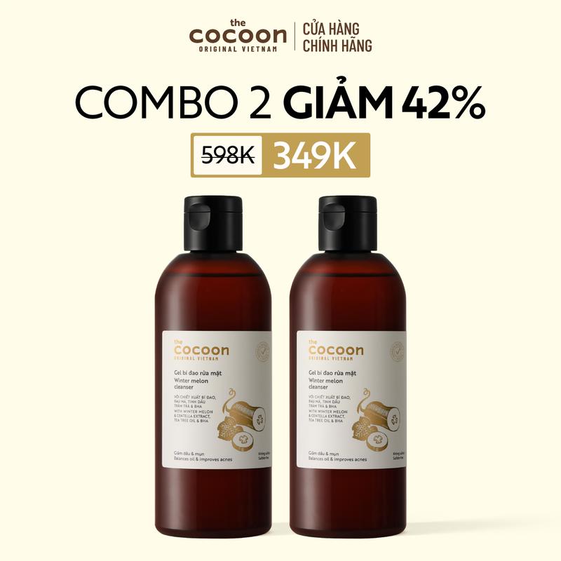 COMBO 2 chai Bigsize - Gel bí đao rửa mặt Cocoon giảm dầu & mụn 310ml