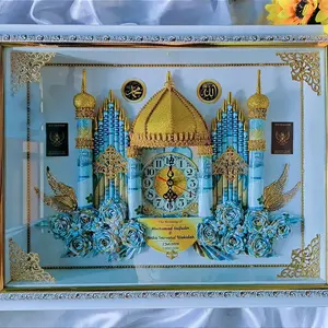 Mahar pernikahan cantik kekinian frame 3D ukuran Jumbo model masjid kekinian Kaca