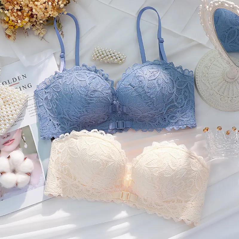 [LUX] L012 Bra Push Up Bh Busa Tebal Renda Beha Wanita Tanpa Kawat Kait Depan Seamless 0