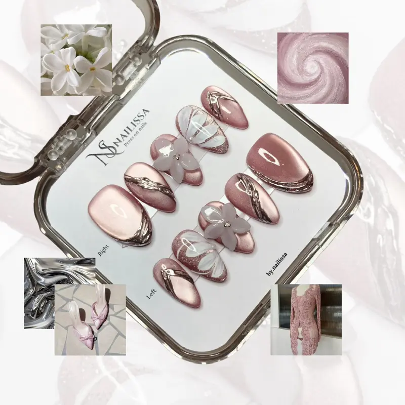 Rosy Shimmer | Press on nails | Baca Desc