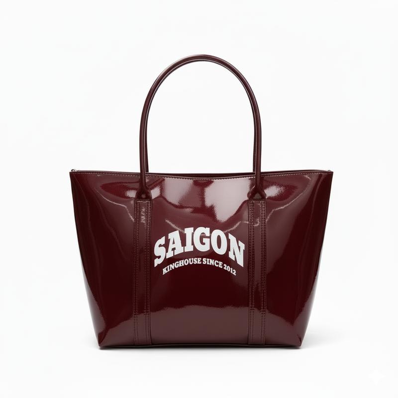 Túi Tote KINGHOUSE Local Brand Chính Hãng Mono Bag Size Vừa Da PU Phủ Bóng - Đứng Form Có Dây Đeo Chéo