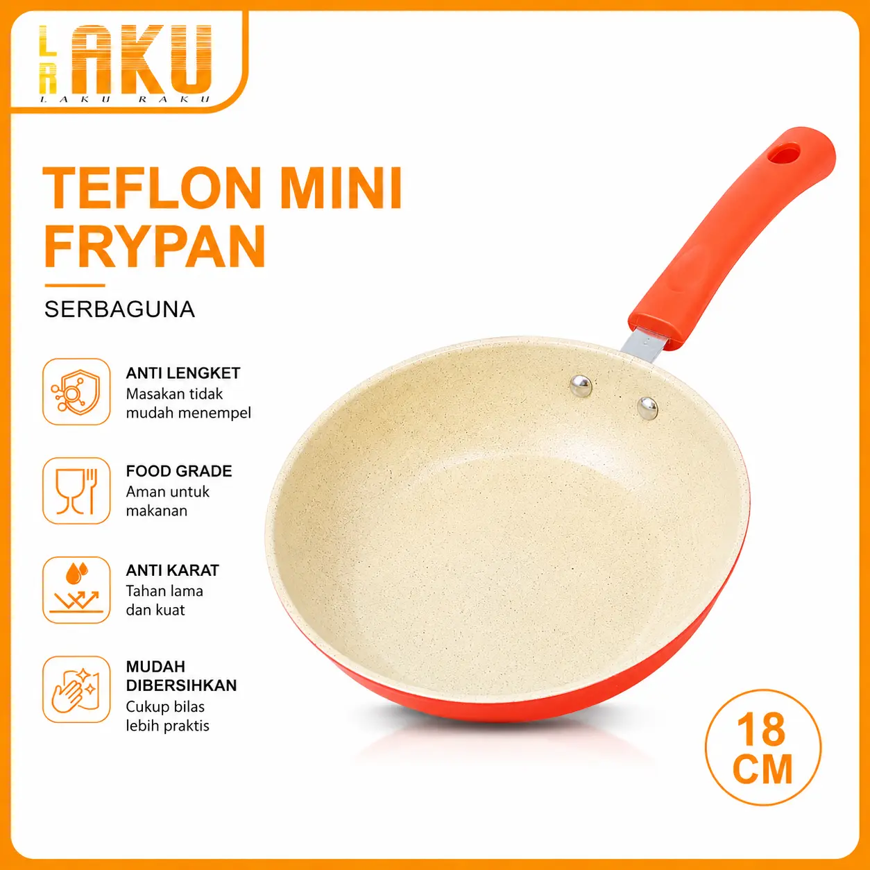 (LR)Panci Teflon Frypan Warna Ukuran 18cm Wajan Penggorengan Kecil Anti Lengket