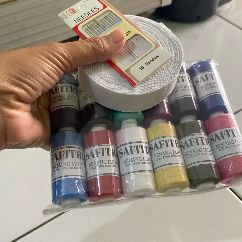 FREE JARUM+karet+Benang Jahit  isi 12pcs warna warni/random Menjahit