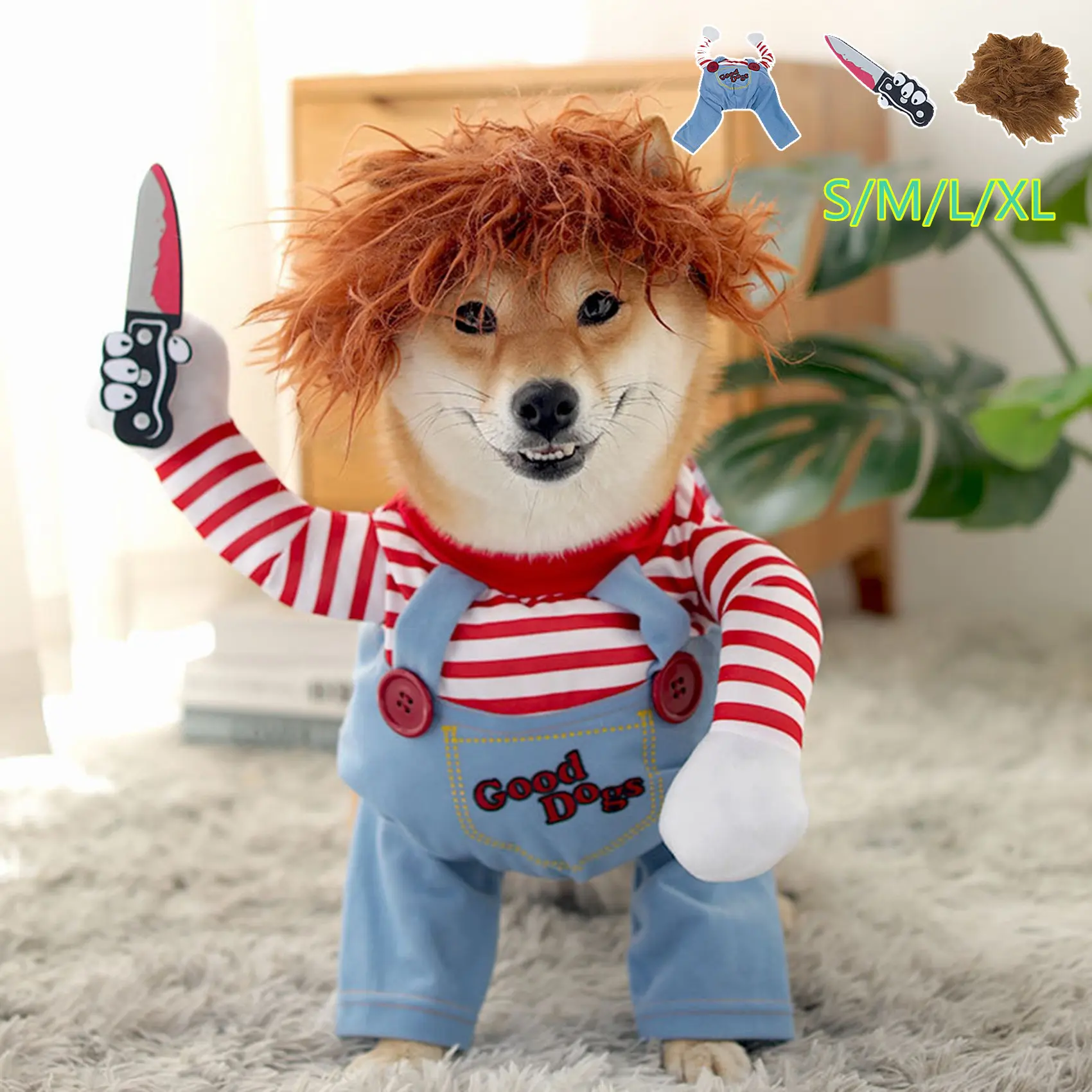 Quần Áo Thú Cưng Vui Nhộn, Trang Phục Cosplay Cho Chó, Halloween, Giáng Sinh, Trang Phục Hài Hước Với Bộ Tóc Giả, Quần Áo Tiệc Lễ Hội Cho Chó Mèo