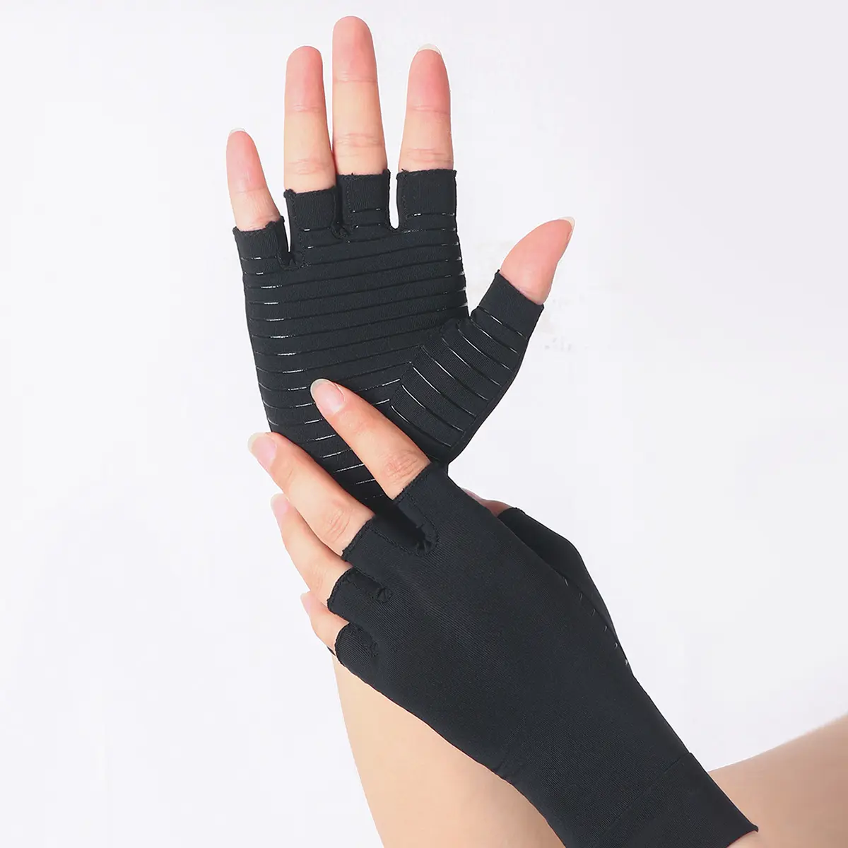 Găng Tay Nửa Ngón Sợi Đồng, Hàng Mới Về, Điều Áp, Găng Tay Phục Hồi Chức Năng, Chống Trượt Bằng Silicon, Găng Tay Chăm Sóc Thể Thao, Dệt Kim, Thoải Mái